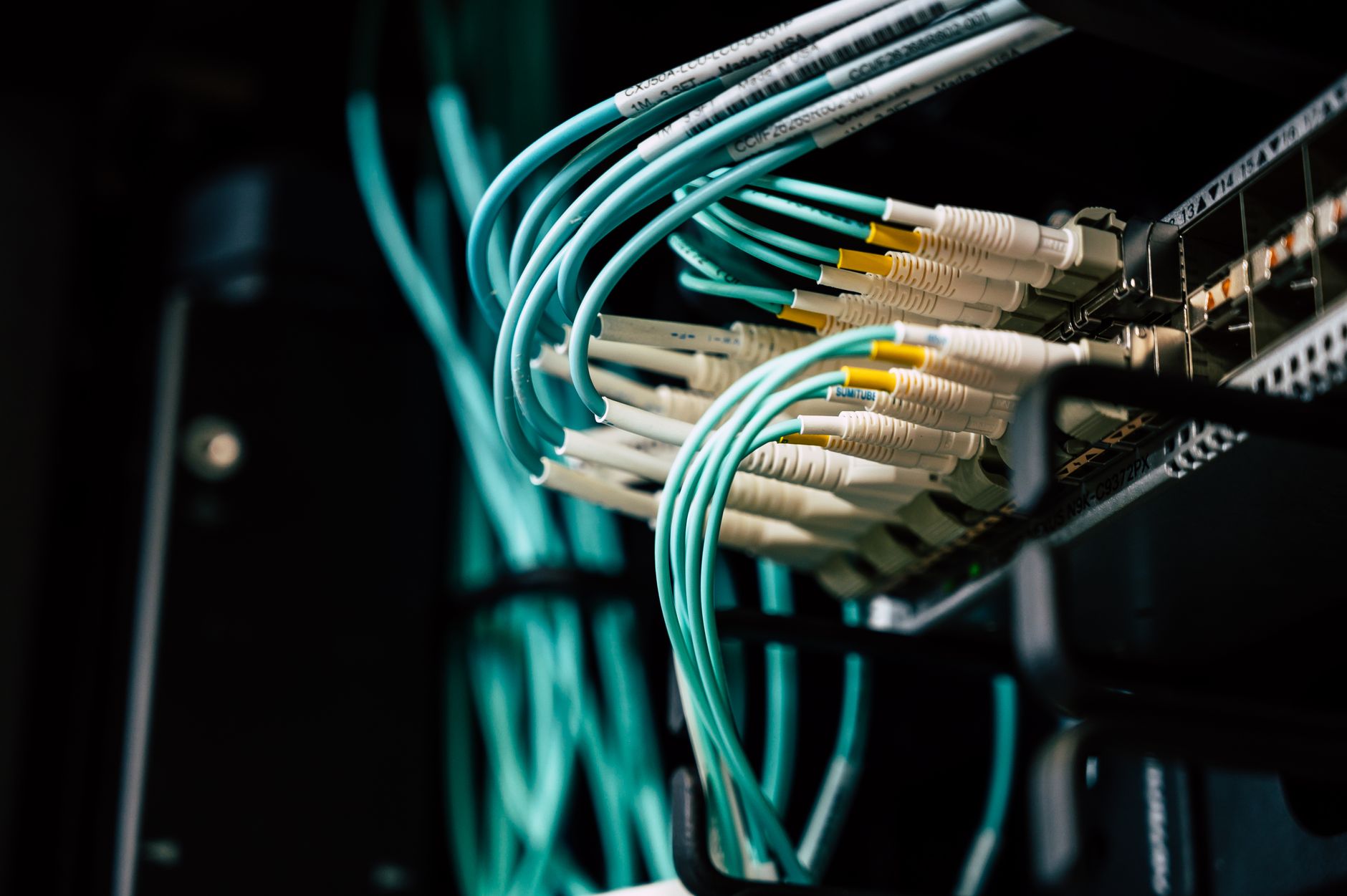 Rack of servers in a professional Spanish hosting datacenter