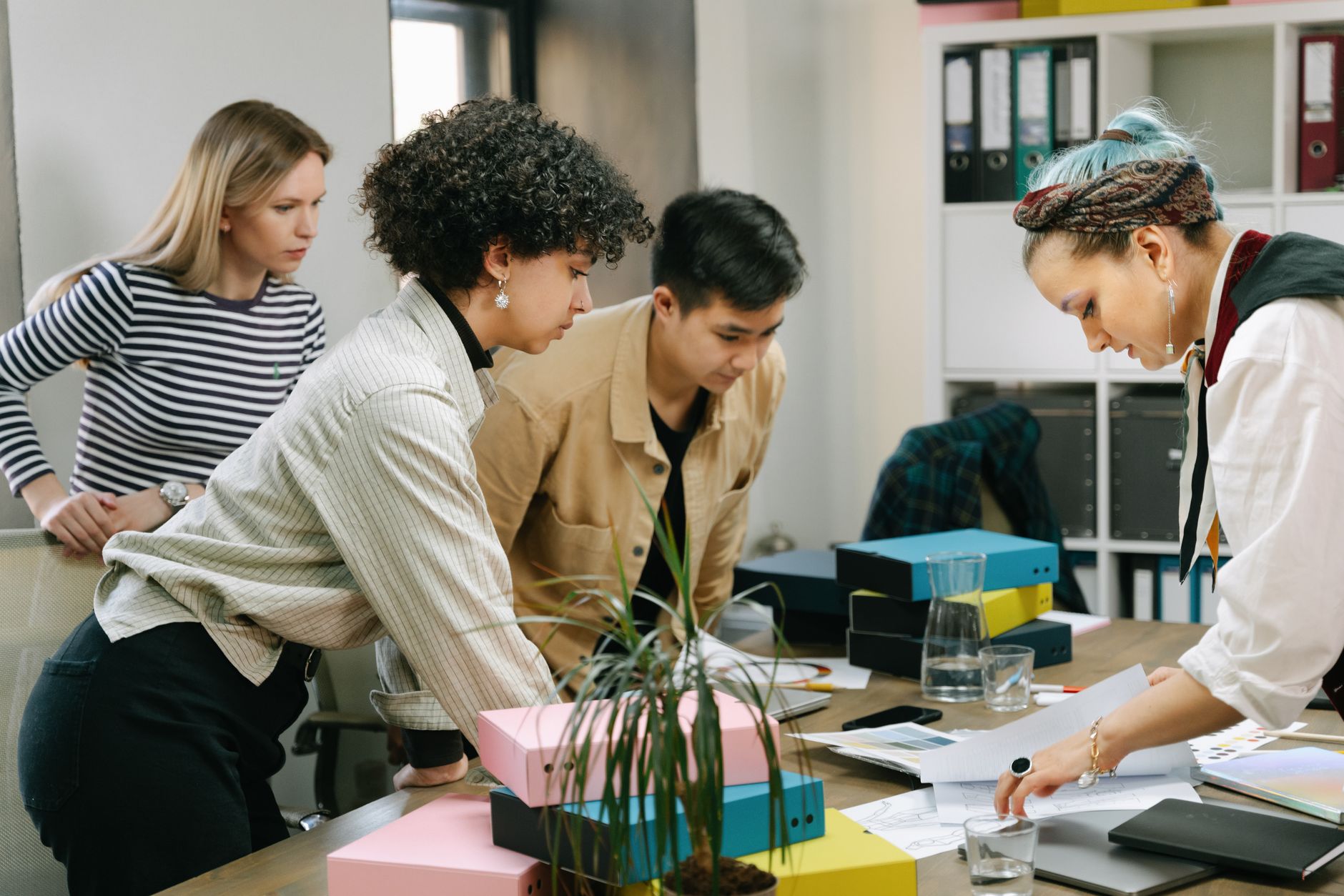 Small business team collaborating in modern office